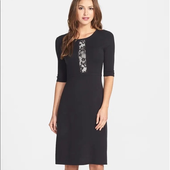 BETSEY JOHNSON LACE PANEL BLACK FIT & FLAIR DRESS - Picture 8 of 10